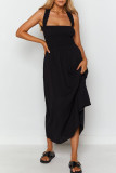Fashion Casual Solid Backless Spaghetti Strap A Line Dresses