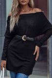 Casual Solid Basic Off the Shoulder Tops (Without Belt)