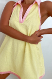 Casual Solid Patchwork Turndown Collar Straight Dresses