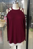 Casual Solid Hollowed Out Patchwork O Neck Tops