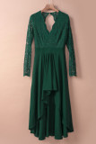 Celebrities Elegant Patchwork Lace Solid Color V Neck A Line Dresses