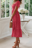 Fashion Dot Patchwork Square Collar Cake Skirt Dresses