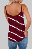 Fashion Casual Striped Print Patchwork V Neck Tops