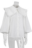 Fashion Celebrities Solid Patchwork Peter Pan Collar Tops