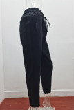 Fashion Casual Solid Patchwork Loose Mid Waist Pencil Bottoms