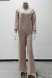 Casual Solid Patchwork Half A Turtleneck Long Sleeve Two Pieces