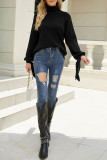 Casual Solid Frenulum O Neck Sweaters