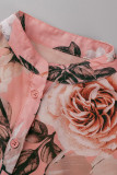 Fashion Casual Print Patchwork Turndown Collar Long Sleeve Dresses