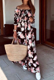 Fashion Street Print Patchwork Off the Shoulder A Line Dresses