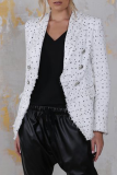 Casual Plaid Patchwork Buckle Turndown Collar Outerwear