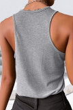 Casual Solid Patchwork U Neck Tops