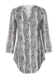 Fashion Print Patchwork Turndown Collar Straight Dresses