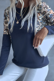 Casual Print Patchwork O Neck Tops