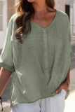 Fashion Solid Patchwork V Neck Tops