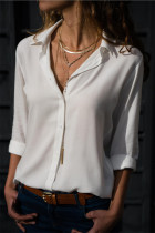 Fashion Casual Solid Patchwork Turndown Collar Tops