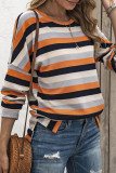 Fashion Casual Striped Patchwork O Neck Tops