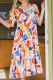 Fashion Print Patchwork V Neck Cake Skirt Dresses