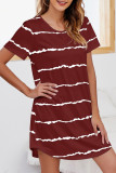 Fashion Casual Striped Patchwork O Neck A Line Dresses