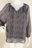 Elegant Print Patchwork Frenulum V Neck Tops