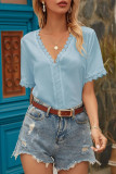 Fashion Casual Solid Patchwork V Neck Tops