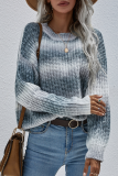 Casual Tie Dye Basic O Neck Tops Sweater