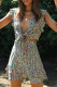 Fashion Street Print Patchwork V Neck Sleeveless Two Pieces