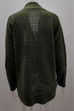 Casual Solid Patchwork Pocket V Neck Tops Sweater