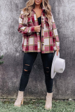 Casual Plaid Patchwork Turndown Collar Tops