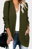 Casual Solid Patchwork Pocket V Neck Tops Sweater
