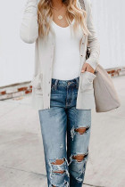 Fashion Casual Solid Patchwork Buttons V Neck T-Shirts