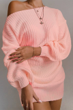 Casual Solid Patchwork Off the Shoulder Tops Sweater