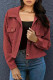 Fashion Solid Patchwork Buckle Turndown Collar Tops