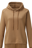 Street Sportswear Solid Patchwork Draw String Hooded Collar Long Sleeve Two Pieces