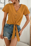 Fashion Sweet Solid Patchwork V Neck T-Shirts