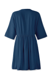 Casual Solid Pocket Buckle V Neck A Line Dresses