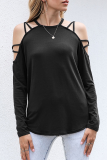 Casual Solid Hollowed Out Patchwork O Neck Tops