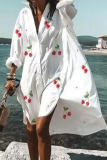 Casual Print Patchwork Turndown Collar Shirt Dress Dresses