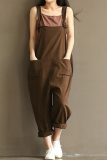 Casual Solid Patchwork Spaghetti Strap Harlan Jumpsuits