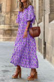 Casual Print Patchwork V Neck Straight Dresses