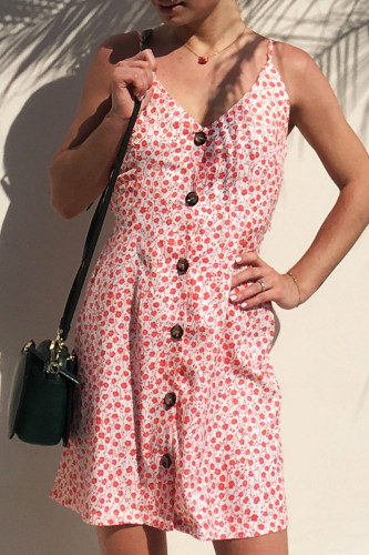 Fashion Street Print Patchwork V Neck A Line Dresses