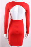 Sexy Print Solid Patchwork V Neck Pencil Skirt Dresses