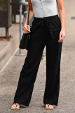 Casual Solid Patchwork Basic Loose Straight Solid Color Bottoms