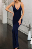 Fashion Sexy Solid Slit V Neck Irregular Dresses