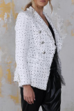 Casual Plaid Patchwork Buckle Turndown Collar Outerwear