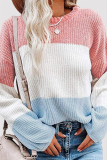 Fashion Casual Patchwork Contrast O Neck Tops