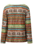 Sweet Street Print Embroidered Printing V Neck Tops