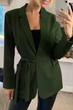 Fashion Work Solid Pocket Turn-back Collar Outerwear