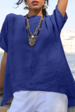 Casual Solid Patchwork Basic O Neck Tops