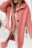 Casual Solid Patchwork Buckle Hooded Collar Outerwear Sweater
