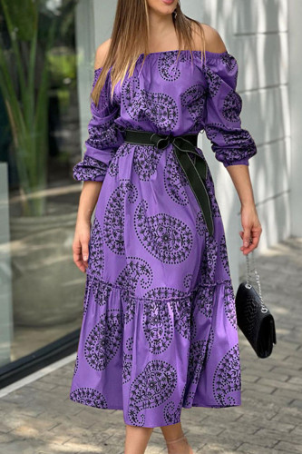 Fashion Print Printing Off the Shoulder A Line Dresses